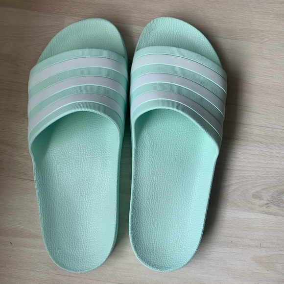 adidas Shoes - Adidas Mint & White Flip Flops size 9